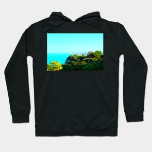 Scenery from Piazzale Marino in Sirolo with human settlements, Adriatic Sea, greenery and towers Hoodie